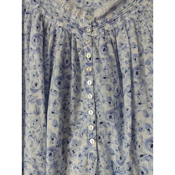 EILEEN WEST Cotton Floral Print Ballet Nightgown Lace Trim Lavender Size Medium - Picture 3 of 9
